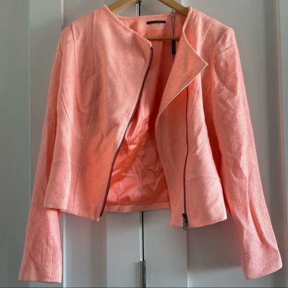 Tweed soft peach zip front jacket - Picture 1 of 9